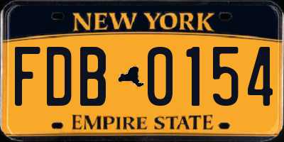 NY license plate FDB0154