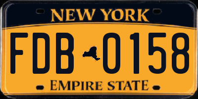 NY license plate FDB0158