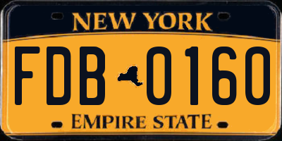 NY license plate FDB0160