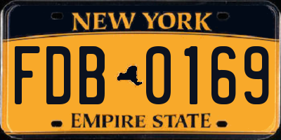 NY license plate FDB0169
