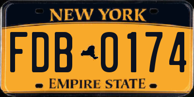 NY license plate FDB0174