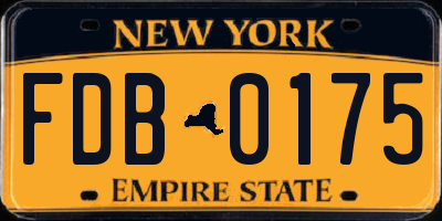 NY license plate FDB0175