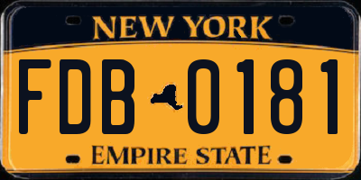 NY license plate FDB0181