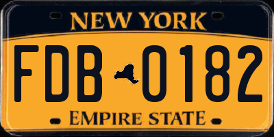 NY license plate FDB0182