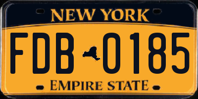 NY license plate FDB0185