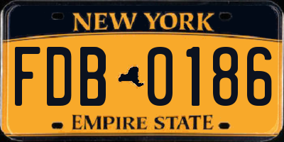 NY license plate FDB0186