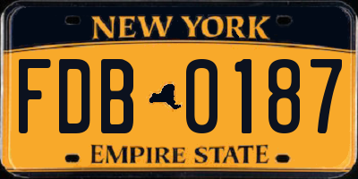 NY license plate FDB0187