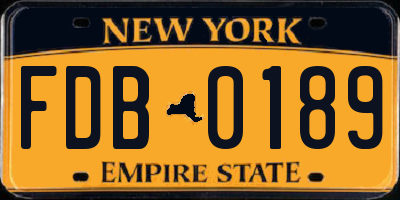 NY license plate FDB0189