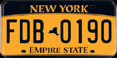NY license plate FDB0190