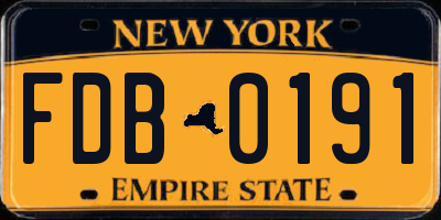 NY license plate FDB0191