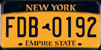 NY license plate FDB0192