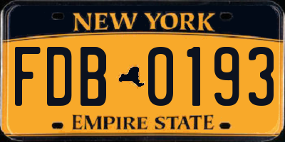 NY license plate FDB0193
