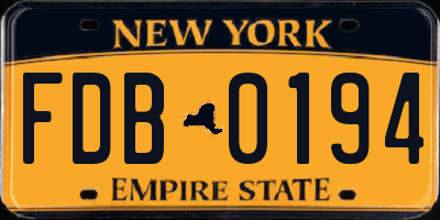 NY license plate FDB0194
