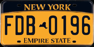 NY license plate FDB0196