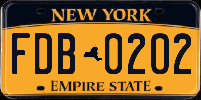 NY license plate FDB0202