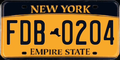 NY license plate FDB0204