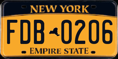 NY license plate FDB0206