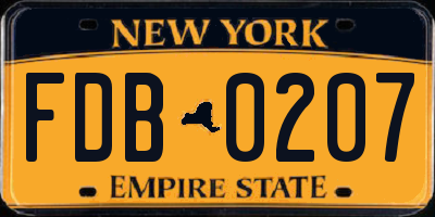 NY license plate FDB0207