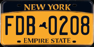 NY license plate FDB0208