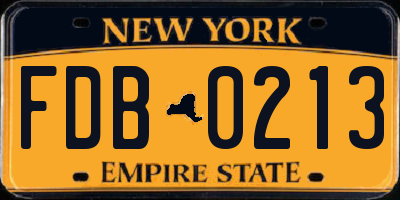NY license plate FDB0213