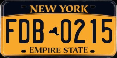 NY license plate FDB0215