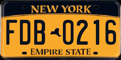 NY license plate FDB0216