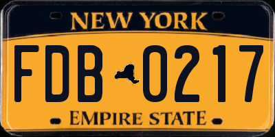 NY license plate FDB0217
