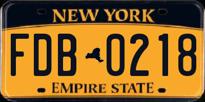 NY license plate FDB0218