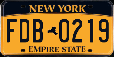 NY license plate FDB0219
