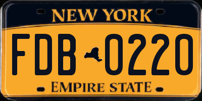 NY license plate FDB0220