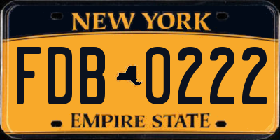 NY license plate FDB0222