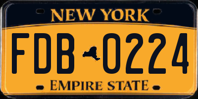 NY license plate FDB0224