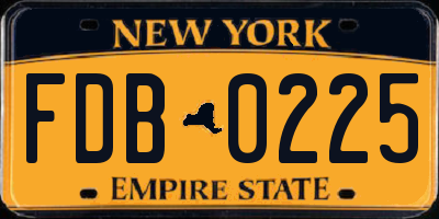 NY license plate FDB0225