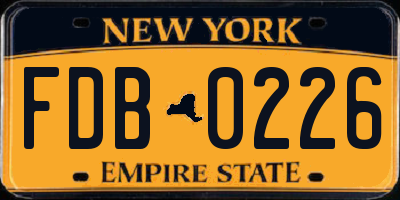 NY license plate FDB0226