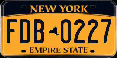 NY license plate FDB0227