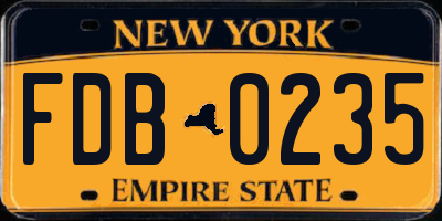 NY license plate FDB0235