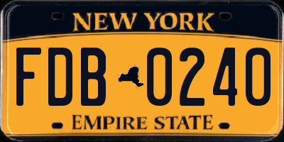 NY license plate FDB0240