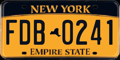 NY license plate FDB0241