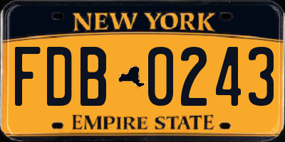 NY license plate FDB0243
