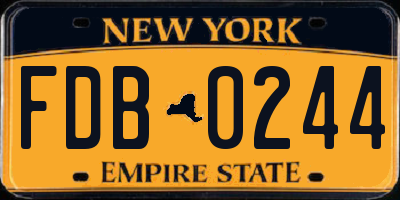 NY license plate FDB0244