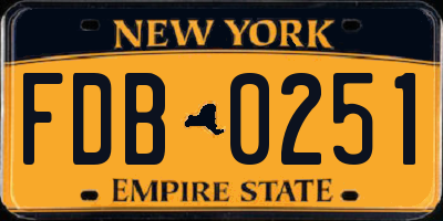NY license plate FDB0251