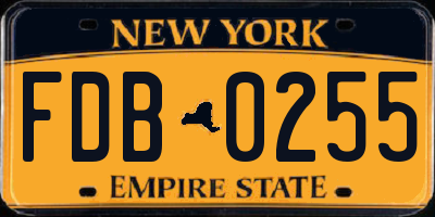 NY license plate FDB0255