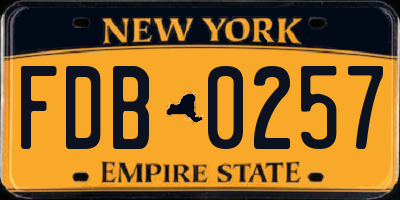 NY license plate FDB0257