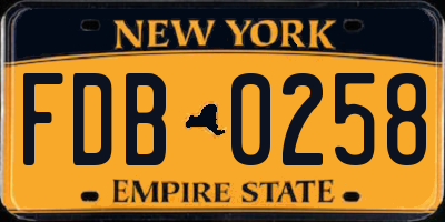 NY license plate FDB0258
