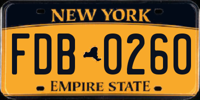 NY license plate FDB0260