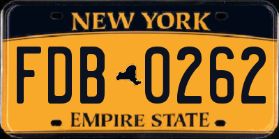 NY license plate FDB0262