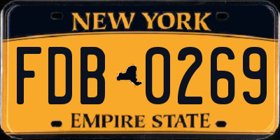 NY license plate FDB0269