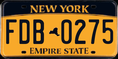 NY license plate FDB0275