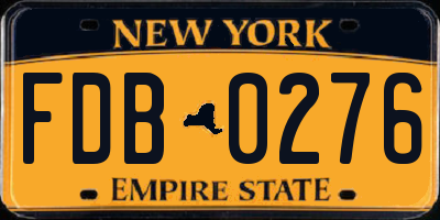 NY license plate FDB0276