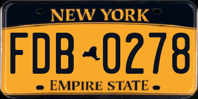NY license plate FDB0278